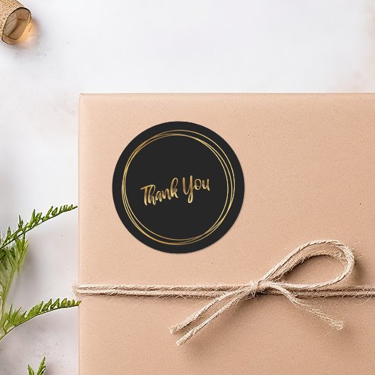 Dank je gouden ringen zwart ronde sticker