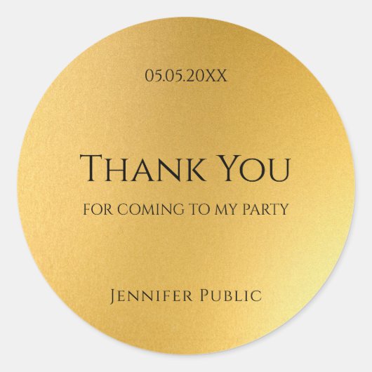 Dank je gouden sjabloon Elegant goud ontwerp Ronde Sticker (Voorkant)