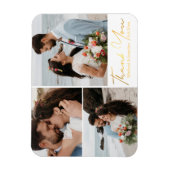 dank je , goudkalligrafie bruiloft foto collage magneet (Verticaal)