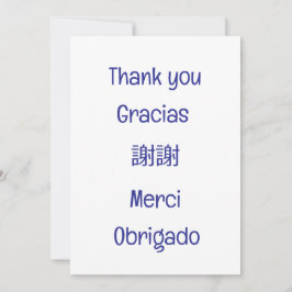 Dank je-Gracias-謝謝-Merci-Obrigado Blauwe blanco Bedankkaart