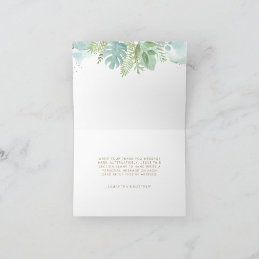 Dank je, Gracias, Mahalo Greenery Bedankkaart (Binnen)