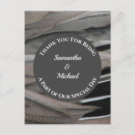 Dank je Gray Feather Dank je Bruiloftsgast Briefkaart