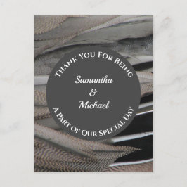 Dank je Gray Feather Dank je Bruiloftsgast Briefkaart