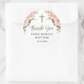 Dank je Green Pink Flowers Girl Baptisme Ronde Sticker (Tas)