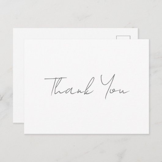 Dank je Grijs Handgeschreven Klassiek Chic Wit Briefkaart (Voorkant / Achterkant)