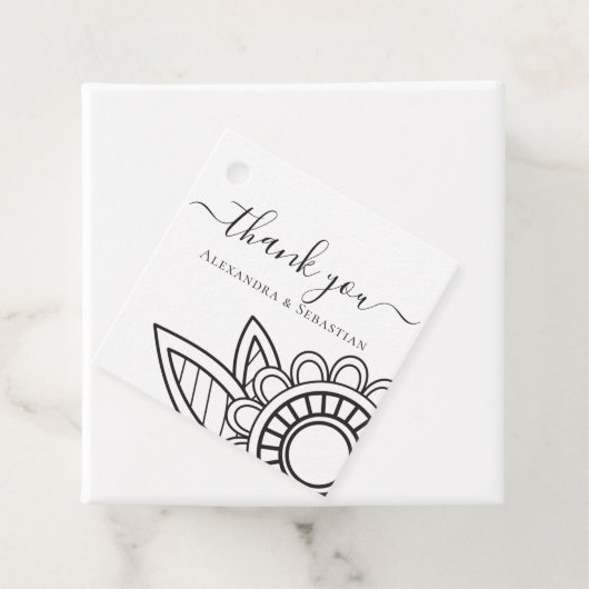 Dank je Grijs Witte Bloem Typografie Bruiloft Bedankjes Labels (In situ)