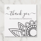 Dank je Grijs Witte Bloem Typografie Bruiloft Bedankjes Labels (Voorkant)