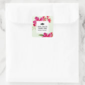 Dank je. groene munt | Fuchsia Floral Afstuderen Vierkante Sticker (Tas)