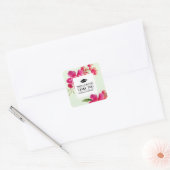 Dank je. groene munt | Fuchsia Floral Afstuderen Vierkante Sticker (Envelop)