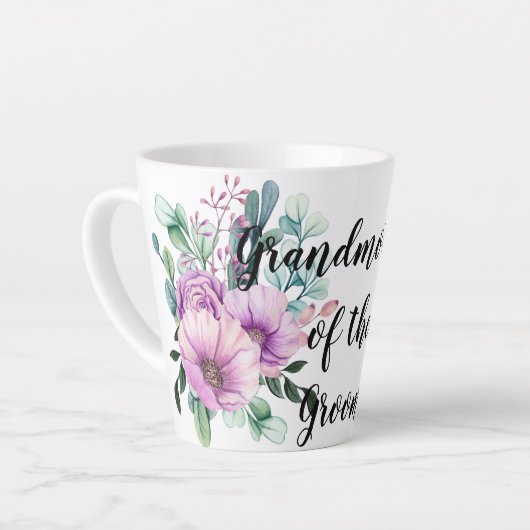 Dank je grootmoeder bruidegom of bruid paars latte mok (Linkerhoek)