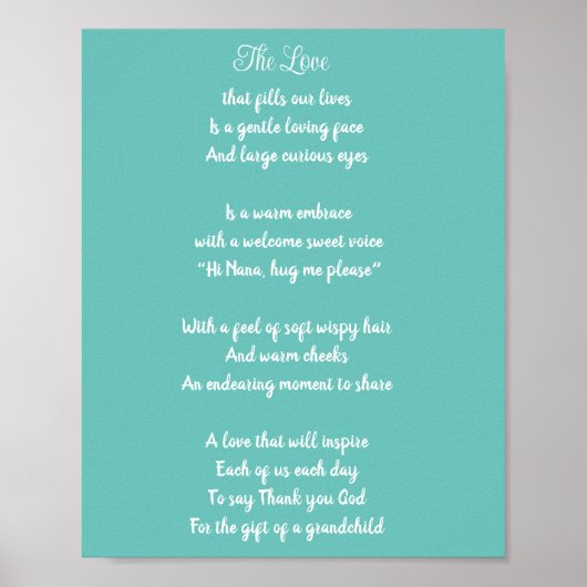 Dank je grootmoeder. Grootouder gedicht blauw Poster (Voorkant)