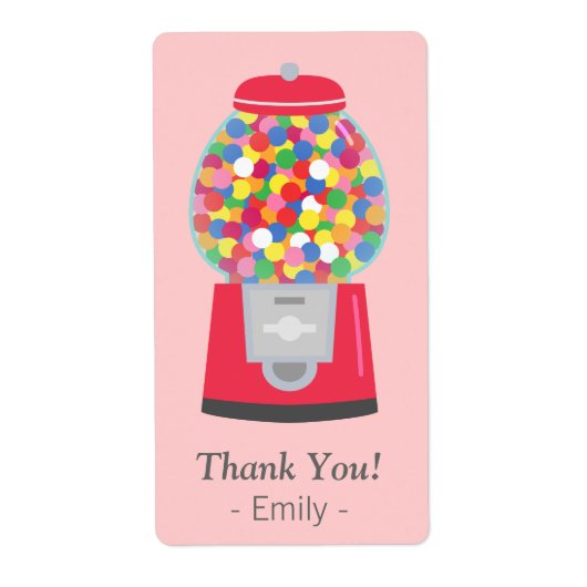 Dank je, Gumball Machine, Candy Feestje Etiket (Voorkant)