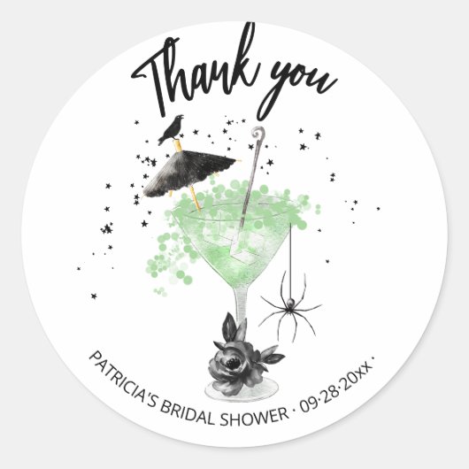 Dank je Halloween Cocktail Bruidsfeest Ronde Sticker (Voorkant)
