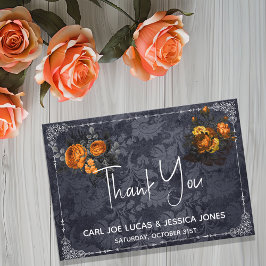 Dank je Halloween Trouwdag Oranje Roos Bedankkaart