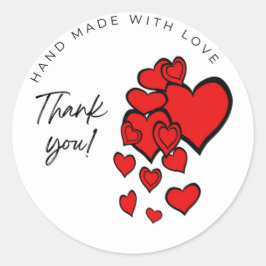 Dank je Hand gemaakt met liefde hart barst Sticke Ronde Sticker