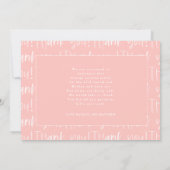 Dank je hand geschreven moderne roze meisjesfoto aankondiging (Achterkant)