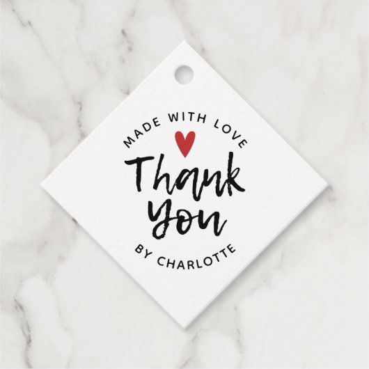Dank je handgemaakt met liefde bedankjes labels (Voorkant)