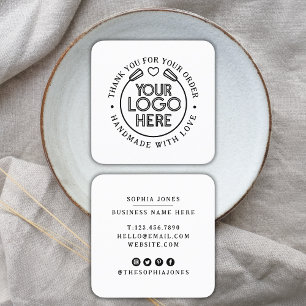 Dank je   Handgemaakt met liefde Business Logo Hea Vierkante Visitekaartje