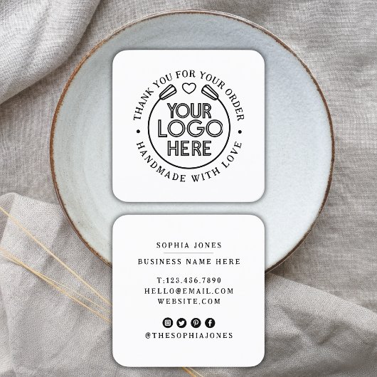 Dank je | Handgemaakt met liefde Business Logo Hea Vierkante Visitekaartje