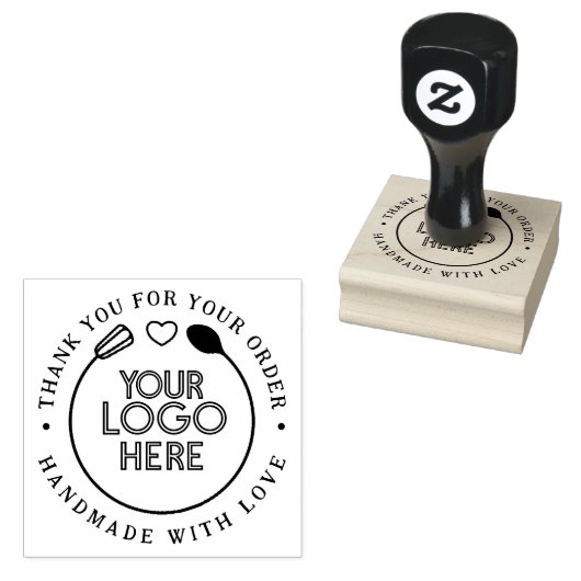 Dank je | Handgemaakt met liefde Business Logo Rubberstempel (Gestempeld)