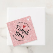 Dank je handgemaakt met liefdesroze glitter bedankjes labels (In situ)