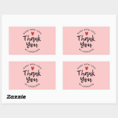 Dank je handgemaakt met Love Blush Pink Rechthoekige Sticker (Vel)
