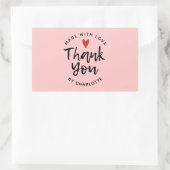 Dank je handgemaakt met Love Blush Pink Rechthoekige Sticker (Tas)