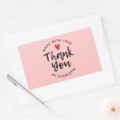 Dank je handgemaakt met Love Blush Pink Rechthoekige Sticker (Envelop)
