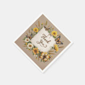 Dank je handgetekende wilde bloemen, tarwehalmen servet (Hoek)