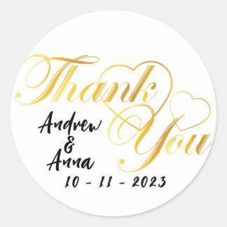 dank je hart goud ronde sticker