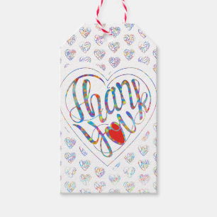 Dank je & hart in 17 talen als hartvormen cadeaulabel