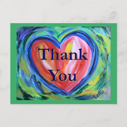 Dank je hart kunst ansichtkaart briefkaart (Voorkant)