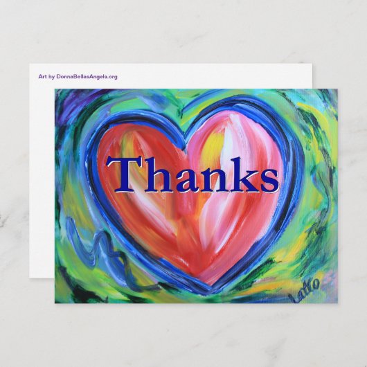 Dank je Hart Kunst Ansichtkaart Briefkaart (Voorkant / Achterkant)
