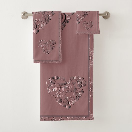 "Dank je" Hart op Stof Roze Bad Handdoek (Insitu)
