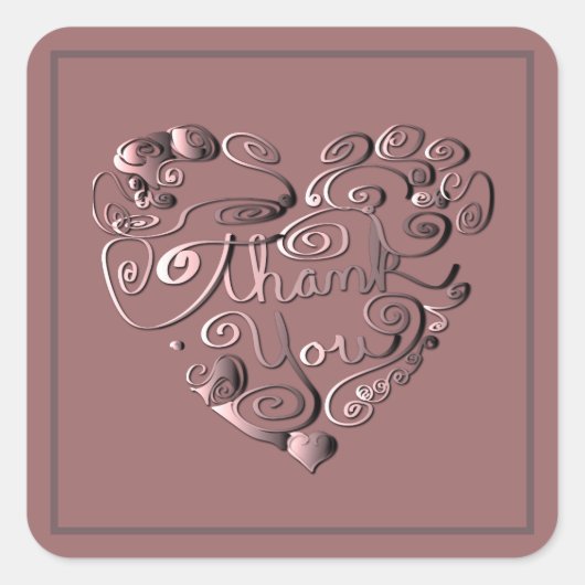 "Dank je" Hart op Stof Roze Vierkante Sticker (Voorkant)