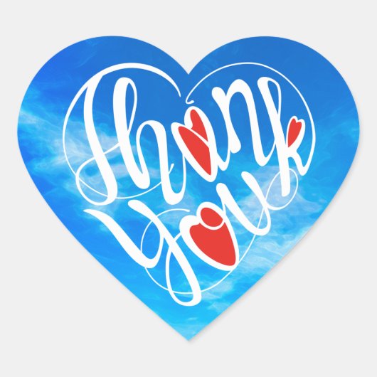 Dank je & harten in 17 talen als hartvormen hart sticker (Voorkant)