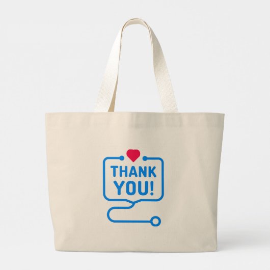 Dank je | Hartstethoscoop Grote Tote Bag (Achterkant)