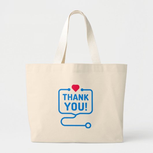 Dank je | Hartstethoscoop Grote Tote Bag (Voorkant)