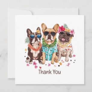 Dank je Hawaïaanse Franse Bulldog Bloemen Lei Bedankkaart