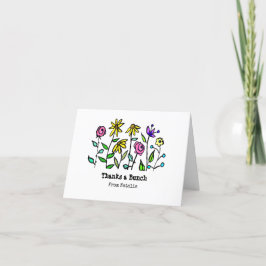 Dank je heel veel Cute Persoonlijke Retro Bloemen Bedankkaart