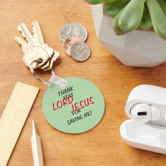 “Dank Je HEER JESUS Dat Je Me Gered Hebt!” Groen Sleutelhanger (Bureau)