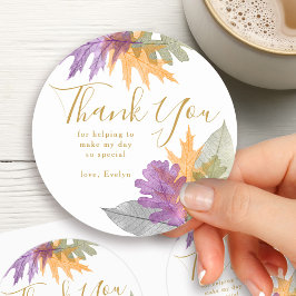 Dank Je Herfstbladeren Elegant Goud Schrift Ronde Sticker