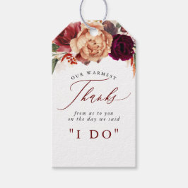 Dank je herfstbloemen botanische rustieke cadeaulabel