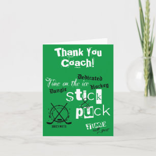 Dank je hockeycoach Stick en Puck Tijd Groen Bedankkaart