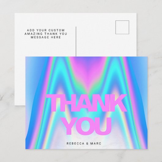 Dank je Holografische Iridescente Y2K Briefkaart (Voorkant / Achterkant)