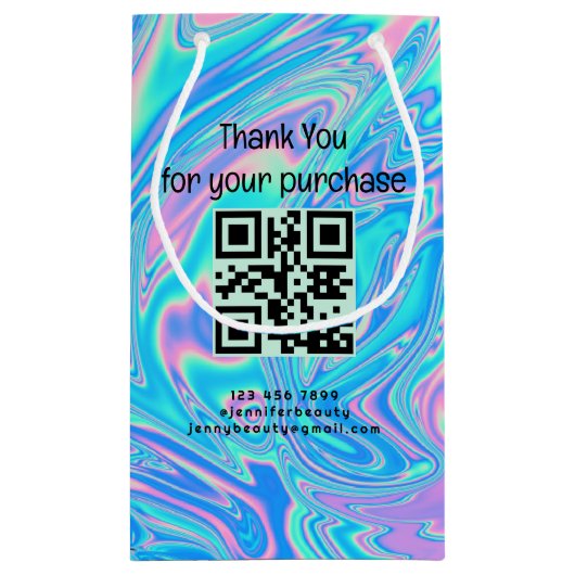 dank je holografische QR-code zakelijk stijlvol Klein Cadeauzakje (Achterkant)
