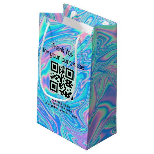 dank je holografische QR-code zakelijk stijlvol Klein Cadeauzakje (Achterkant Gekanteld)
