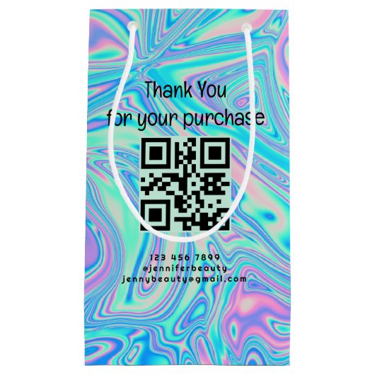 dank je holografische QR-code zakelijk stijlvol Klein Cadeauzakje (Voorkant)