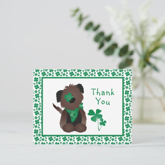 Dank je hond Shamrock groen Briefkaart (Staand voorkant)