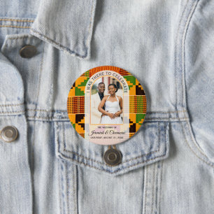 DANK JE HULPBRUIDGASTEN Afrika Ghana Kente TROUW Ronde Button 7,6 Cm
